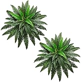 T-GRNOVA 38" Artificial Boston Ferns Bush Plants, Set of 2, Large Faux Ferns Hanging Decor with 47 Fronds, Fake Vines Indoor Or Outdoors Planter for Home and Office Decor