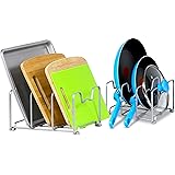 2 Pack - SimpleHouseware Kitchen Cabinet Pantry and Bakeware Organizer Rack Holder, Silver
