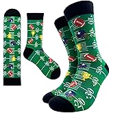 Cusrtyh Football Lovers Novelty Funny Breathable Printed Cotton Socks, Unisex Cozy Knitted Crew Socks, Gifts for Rugby Lovers Sports Fans and Players, Teens Men Dad Grandpa Friend Bestie Coworker