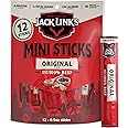 Jack Link's Mini 100% Beef Sticks, Original Flavor – 6g of Protein Snacks, 65 Calories per Stick, On the Go Snacking, Keto & Paleo Snack, Carnivore Diet Ready, Individually Wrapped, 0.5 Oz. (12 Count)