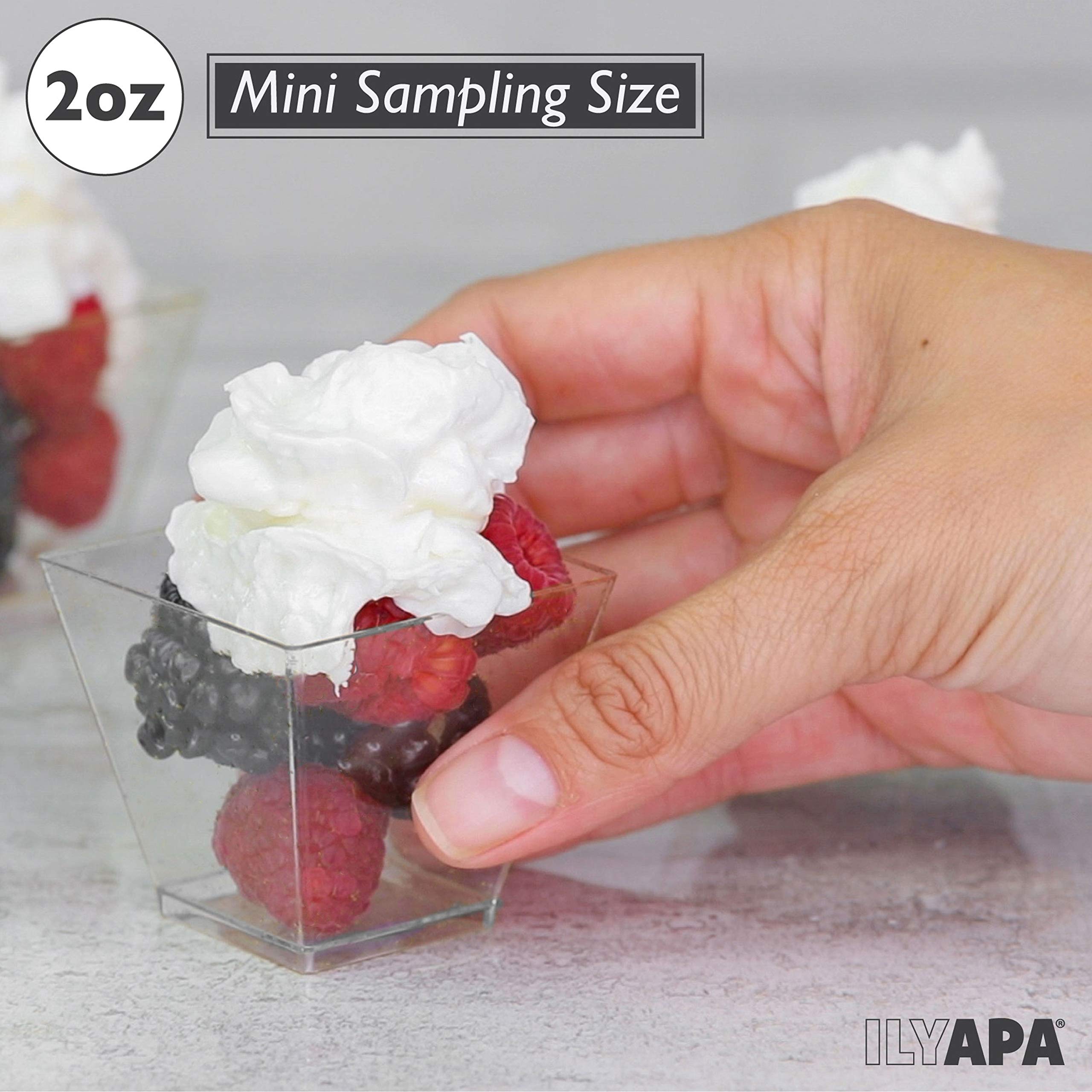 100 Mini Plastic Dessert Cups with Spoons 2 oz Dessert Shooters for