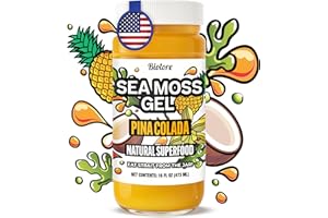 BIOLORE Sea Moss Pina Colada Gel 16 oz - Made in USA - Raw Wildcrafted Irish Seamoss with Essential Vitamins Trace Minerals Vegan Superfood
