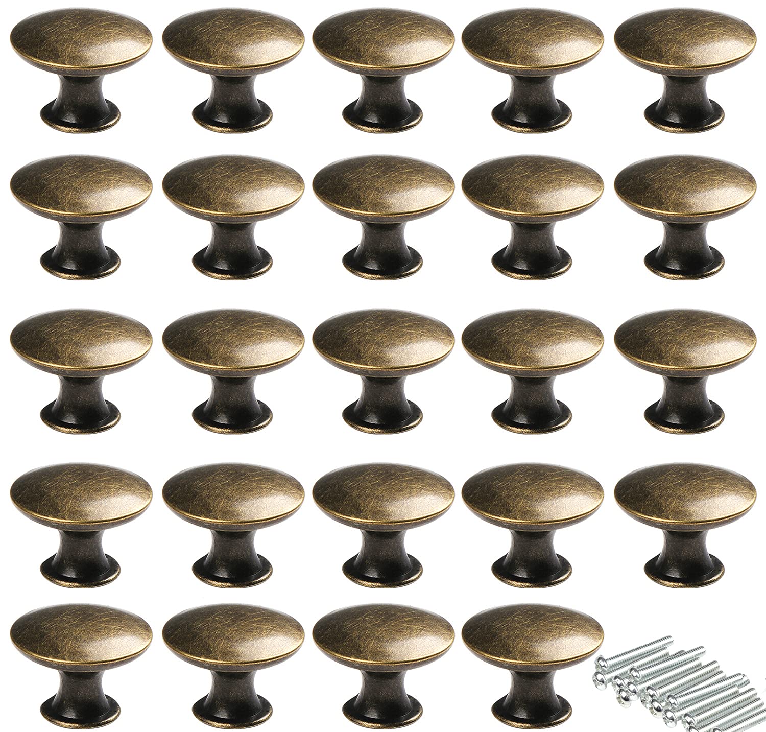 Kyrio Drawers Knobs Furniture Knobs Drawer Handles Vintage Antique Brass Diameter 30 mm Knob for Cabinet Drawer Kitchen (24, Green Bronze)