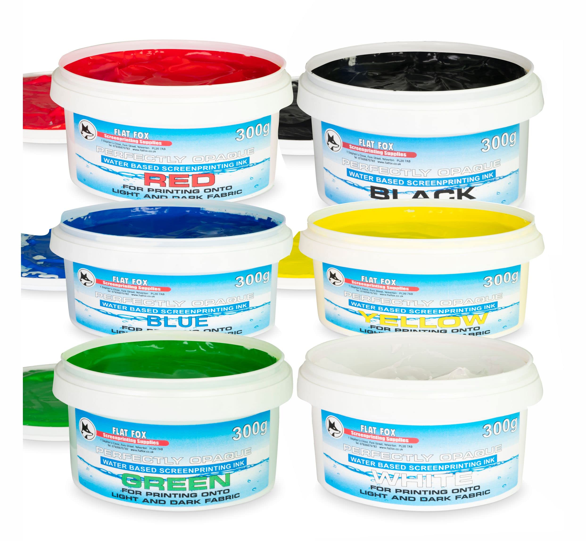 Flat Fox Screen Printing Opaque Water Based Fabric Inks (Value Set, 300g)… — image 1