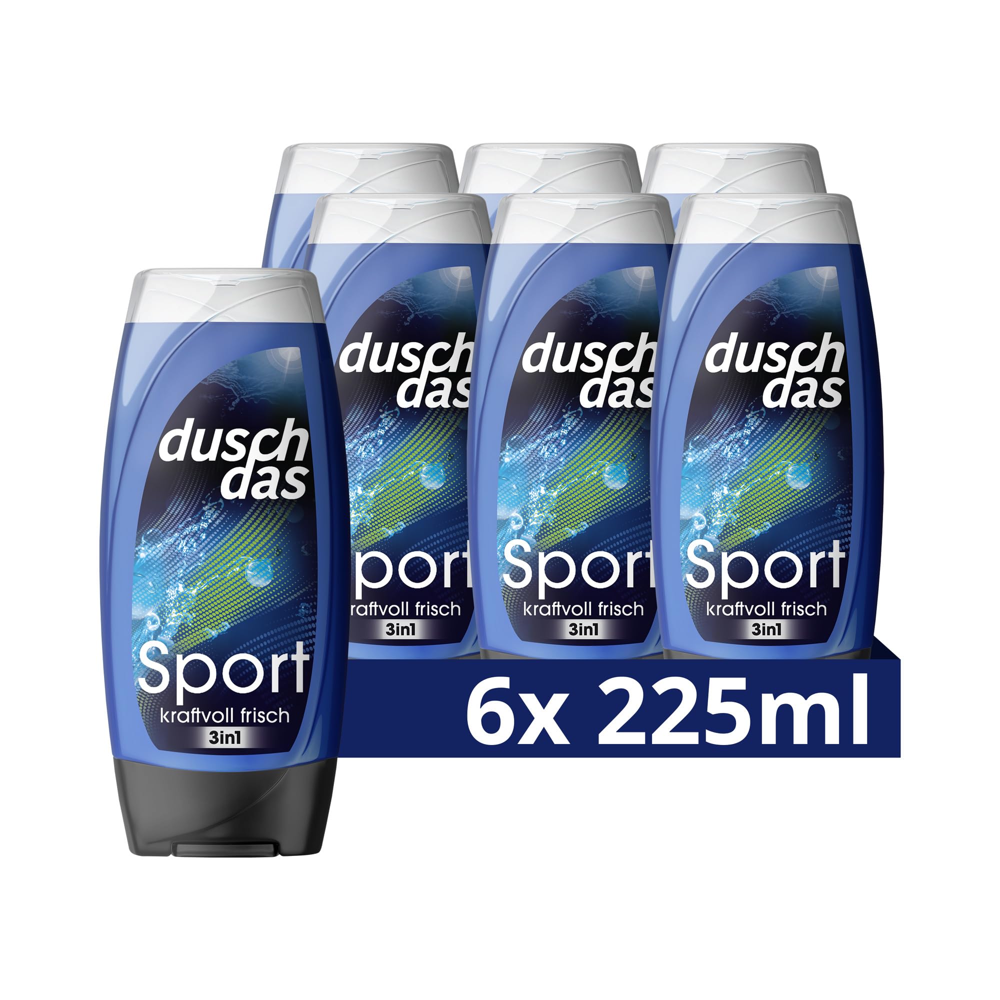 Duschdas 3-in-1 Duschgel & Shampoo Sport Duschbad mit Fresh-Energy-Duftformel sorgt für einen erfrischenden Start in den Tag 6x 225 ml
