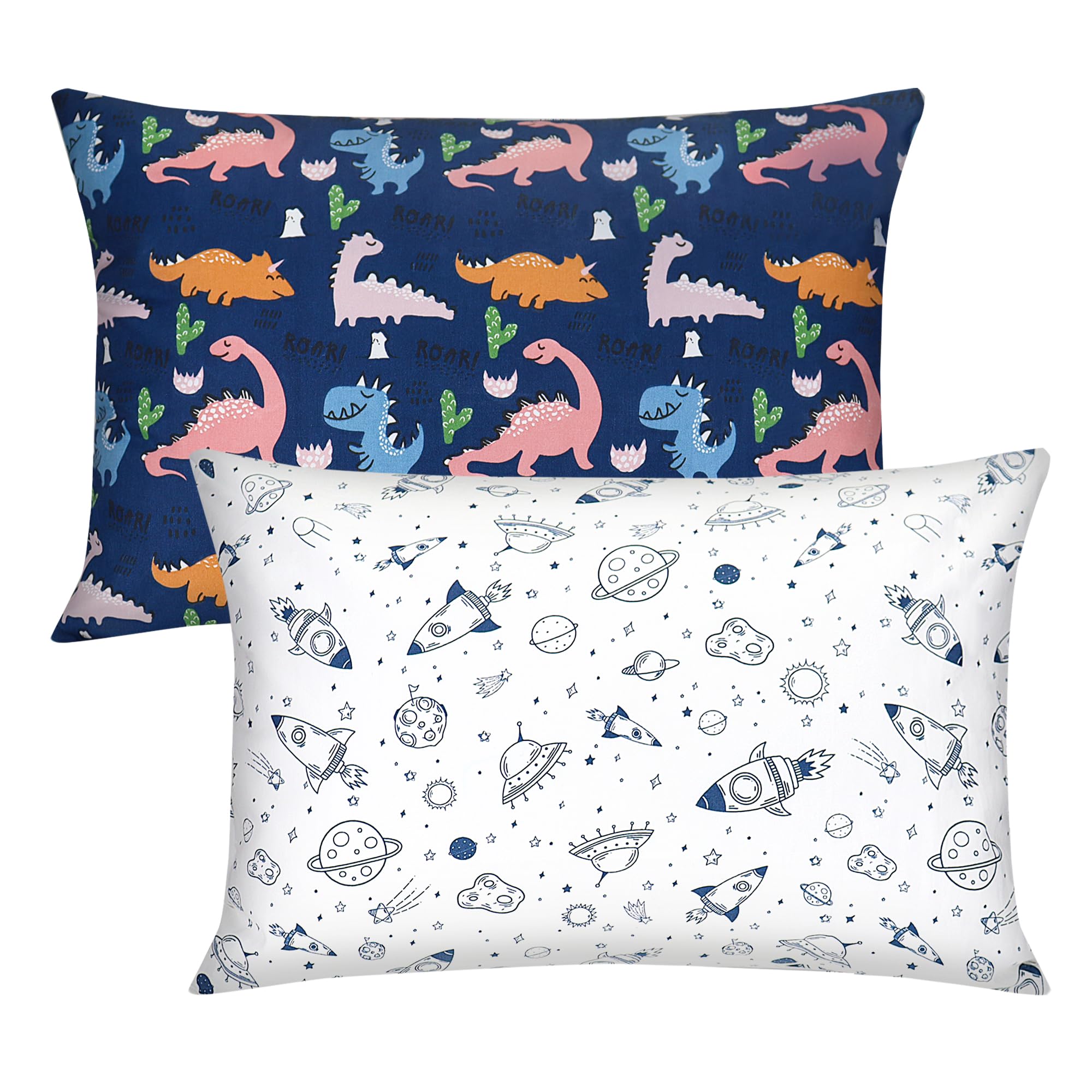 Baby Toddler Cot Bed Pillowcases 40cm x 60cm, 2 Pack 100% Soft Cotton Pillow Cover for Boys Girls Bedding, Envelope Style Travel Pillow Case