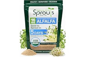 Nature Jims Sprouts Alfalfa Seeds – Non-GMO Organic Sprout Growing Kit for Planting – Premium Resealable Bag for Fresh Homegrown Sprouting Seeds – Rich in Nutrients, Vitamins, Fiber & Minerals – 16oz