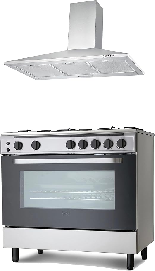 Range Cooker & Extractor Fan Package Servis SG900X 90cm Gas Range