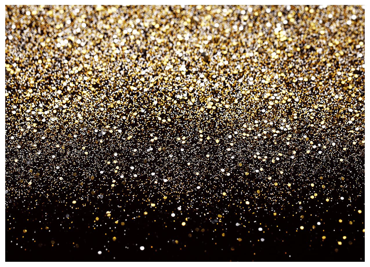 AIIKES 8x6FT Black and Gold Backdrop Gold Glitter Backdrop Birthday Party Decoration Background 11-547
