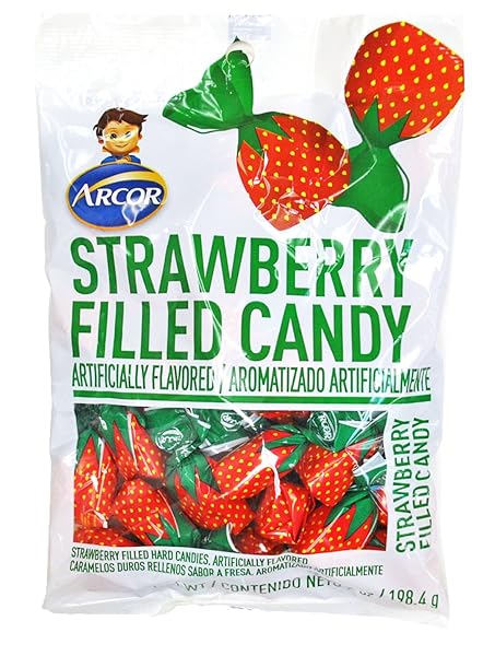 ARCOR STRAWBERRY BUDS FILLED HARD CANDY BON BONS – 7OZ PEG BAG(1BAG)