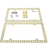 Universal Mega-Metal Round Chain Link Design License Plate Frame with Screws Caps, Set of 2 (Gold)