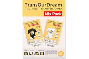 TransOurDream Iron on Heat Transfer Paper for Dark and Light T Shirts (Mixed Pack, 5+5 Sheets, 8.5x11") Printable HTV Heat Transfers Vinyl for Laserjet & Inkjet Printers (D3L3)