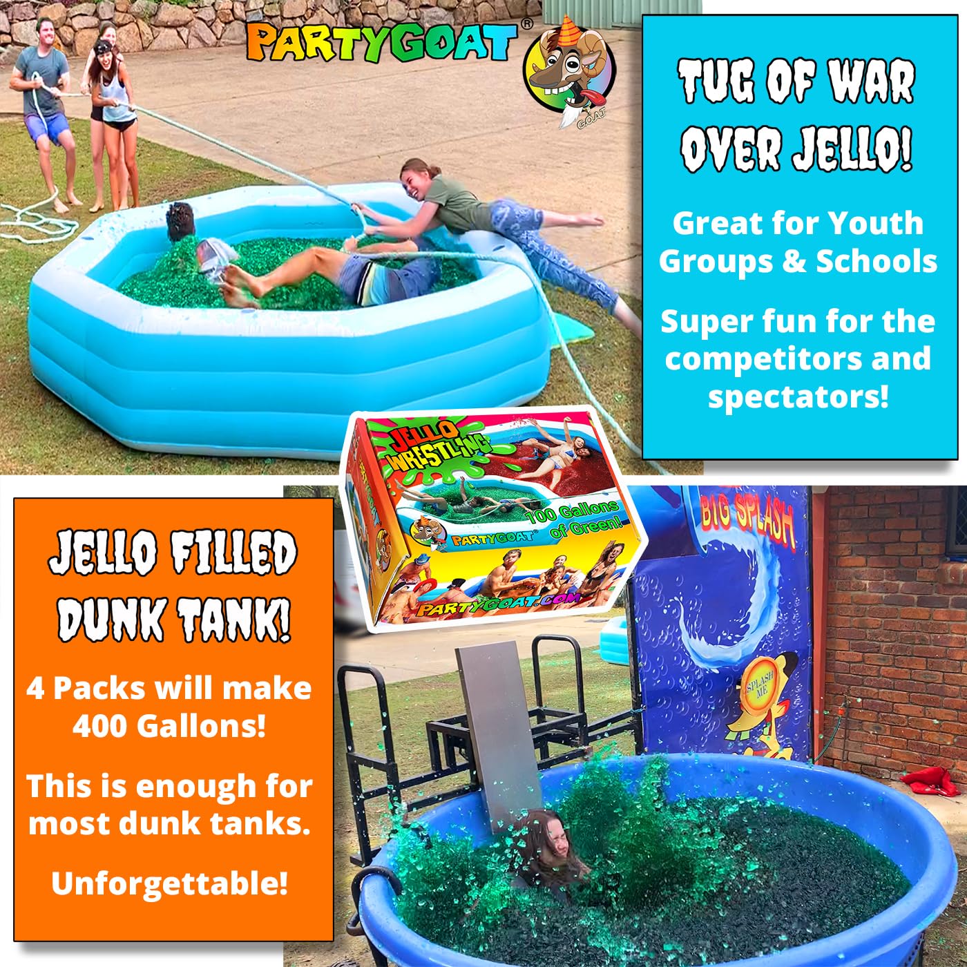 Bulk JELLO WRESTLING Mix. 100 Gallon Package! RED Jelly Kit. Just Add Water to your Inflatable Pool to make a Jello Wrestler's Ring. Easy Set Wrestling Jello for Parties, Tug of War & Fundraisers.