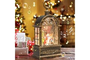 SYKART Christmas Snow Globe, 12'' Snowman Snow Globe Lighted Snow Globes for Kids Adults Girls Women Home Decoration Thanksgiving Christmas Birthday Gift Musical Snow Globe Lantern USB or Battery Operated