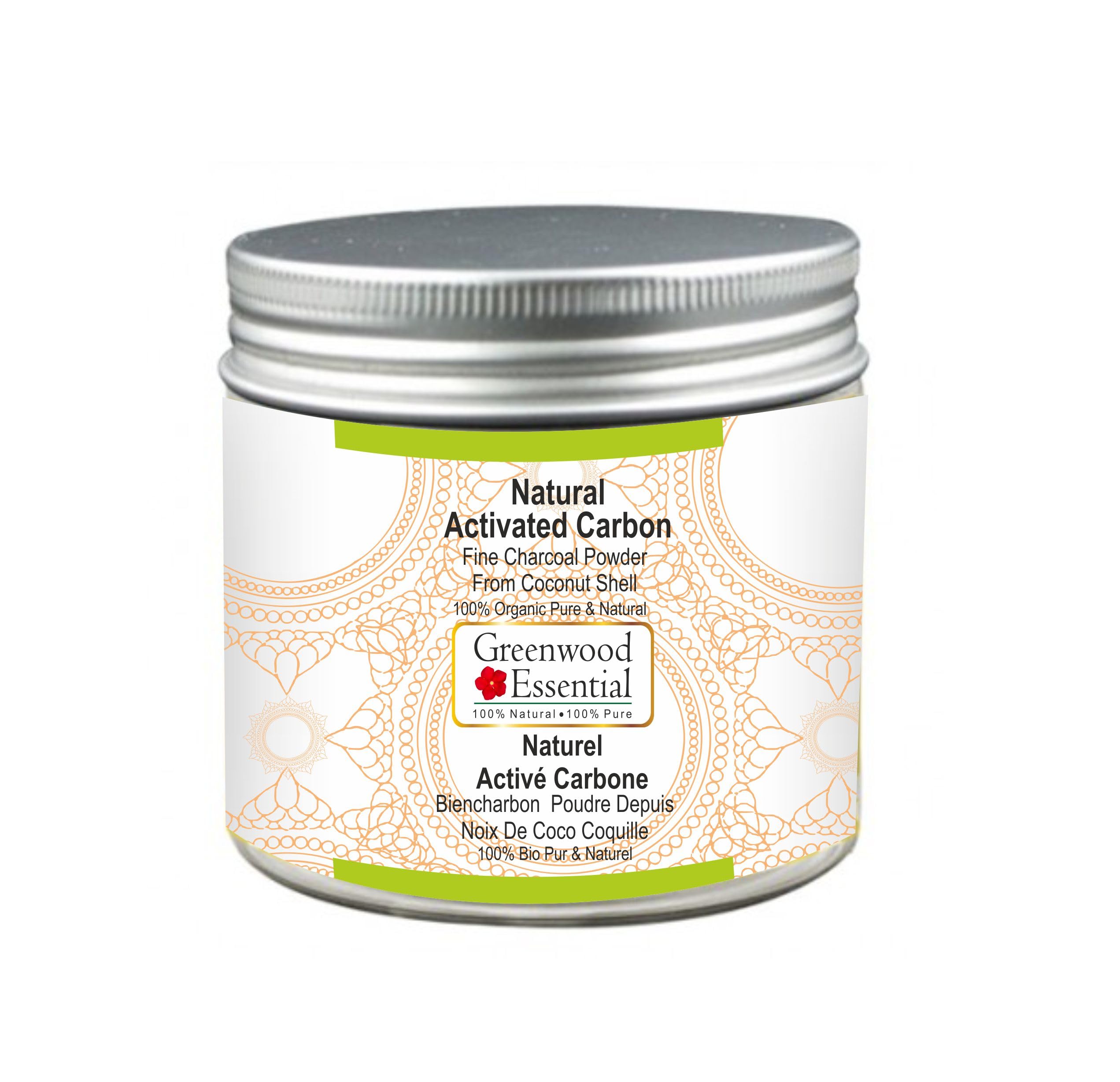 Greenwood Essential Natural Activated Carbon Fine Charcoal Powder From Coconut Shell - 100gm (3.5 oz)