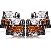 BothEarn Whiskey Spinning Glasses Set of 4, Solid Rotating Glassware, 5 oz