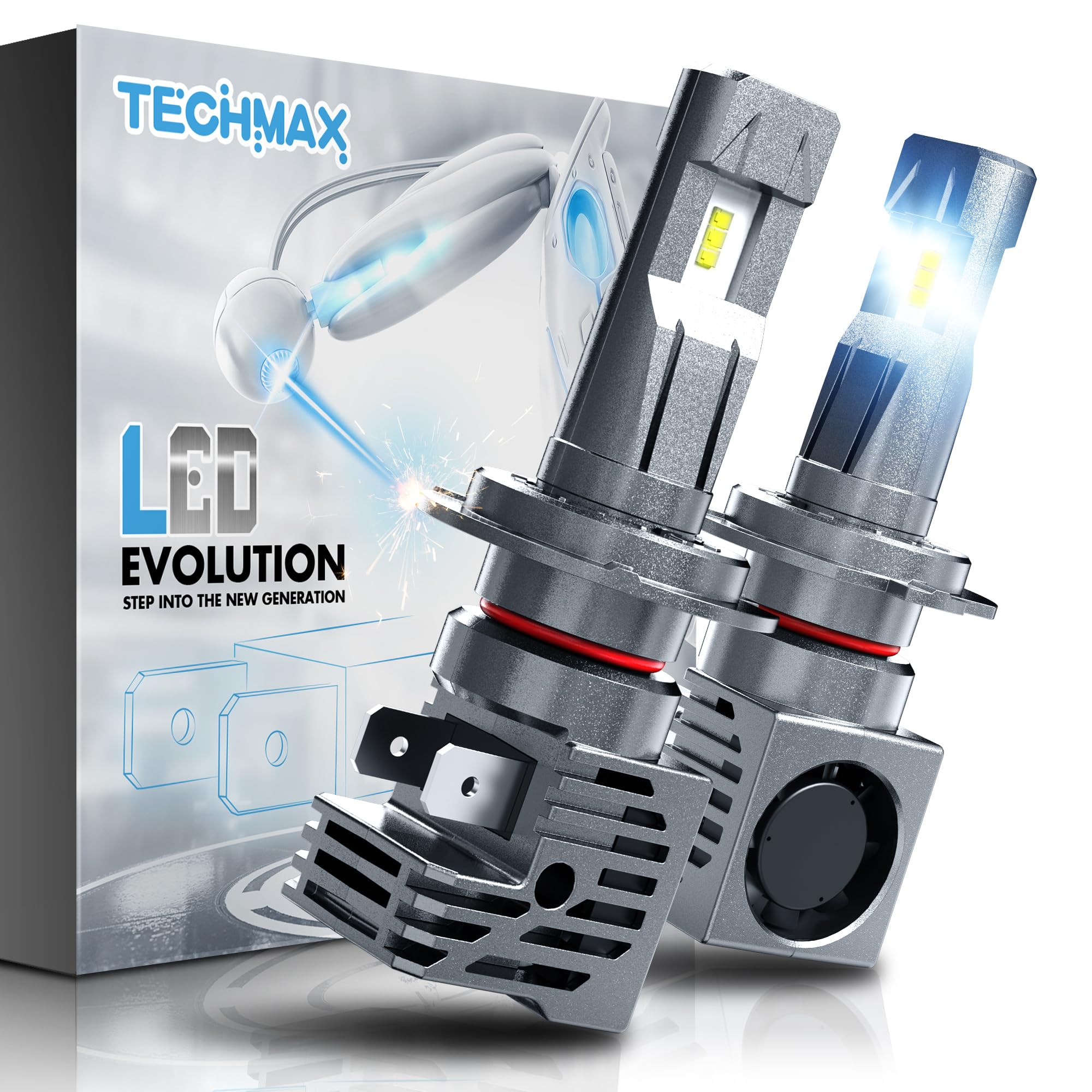 TECHMAX H7 Bulb, Small Design 6500K White Light
