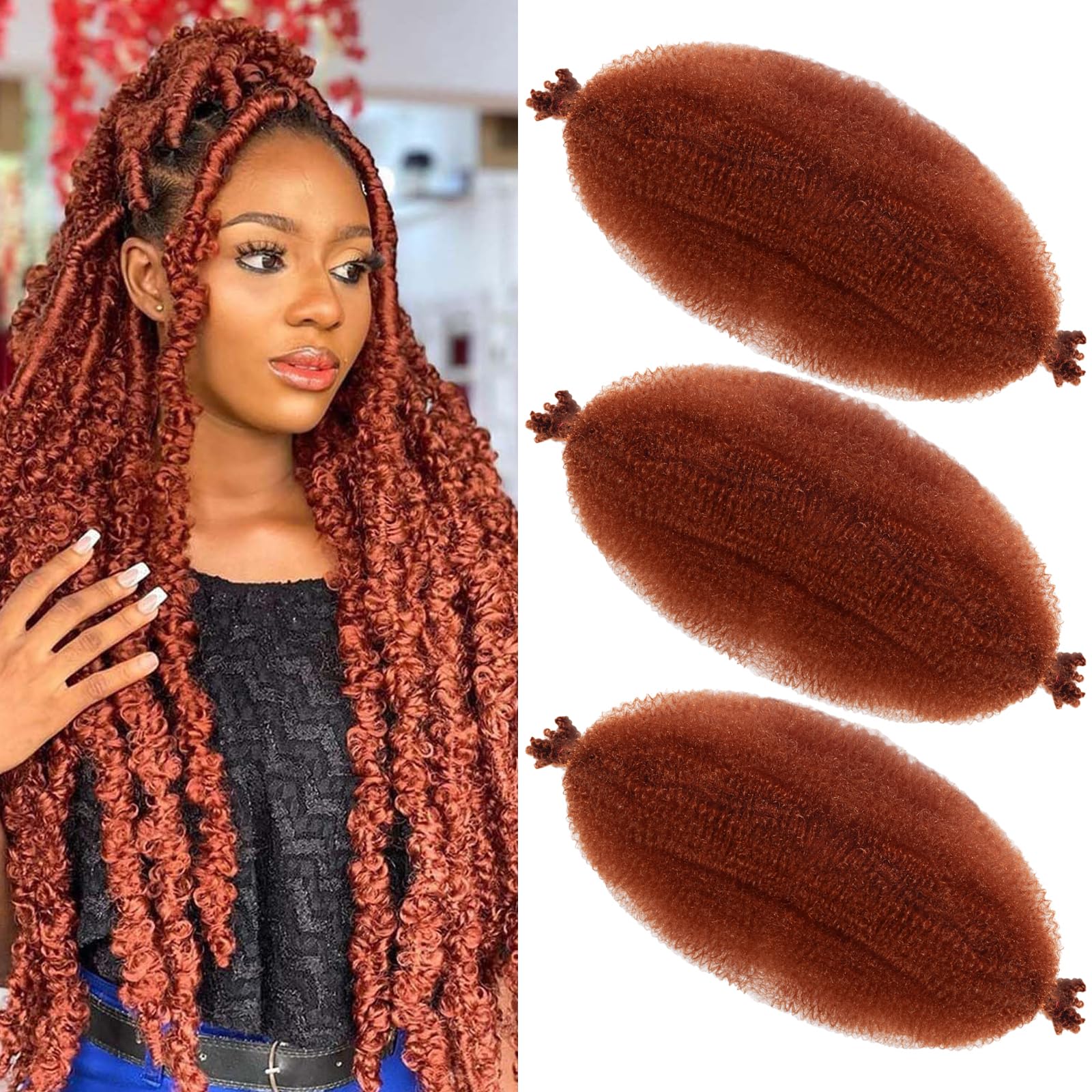 Springy Afro Twist Marley Braiding Hair - Pre Fluffed, 350#, 24 inch (Pack of 3)