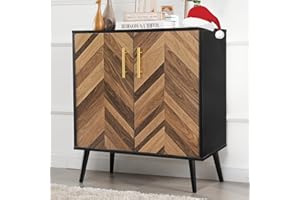 Likein Black Storage Cabinet with 2 Doors, Modern Sideboard Buffet Cabinet with Storage, Black Accent Storage Cabinet with Doors & Adjustable Shelves for Living Room, Office, Hallway, Entryway