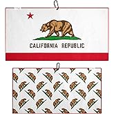 Pin Hunters California Flag Microfiber Golf Towel | Premium Waffle Towel with Clip | Large 31"×15.5" Towel for Golf Bags | Accessories for Men | Fun Gift for Husband | USA Pride