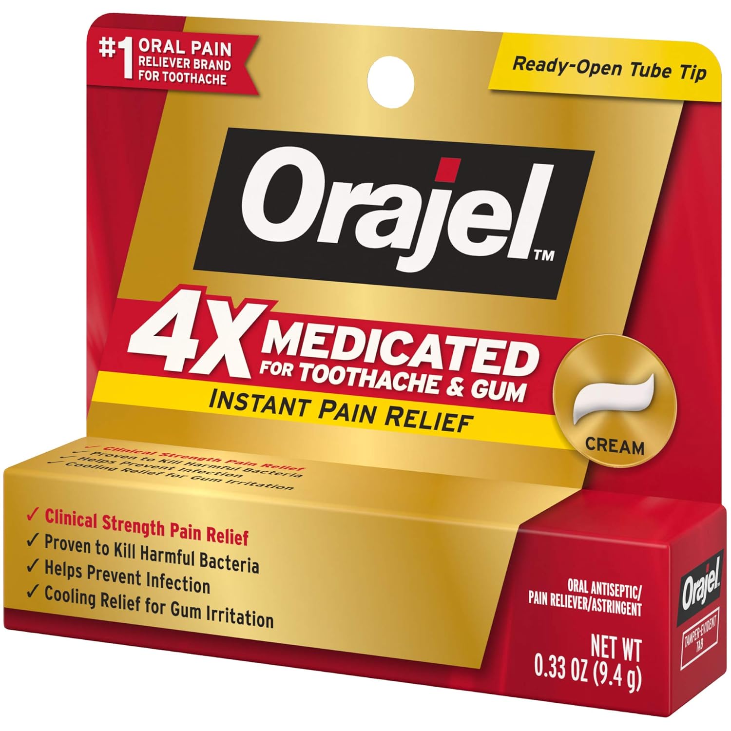 Orajel 4X Medicated For Toothache & Gum Cream .33 OZ : Oral Pain Relief Medications : Beauty