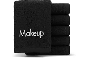 ARKWRIGHT LLC Arkwright Makeup Towels - Pack of 6 - Soft & Gentle Cotton Washcloth Face Make Up Remover, Reusuable Eraser Cloth Essentials for Hosts & Artists, 13 x 13 in, Black