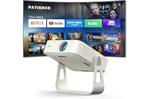 [Officially-Licensed App & Auto Focus]Smart Mini Projector with WiFi and Bluetooth, XuanPad 4K Support Movie Projector, Portable Native 1080P Outdoor Projector with 360° Stand