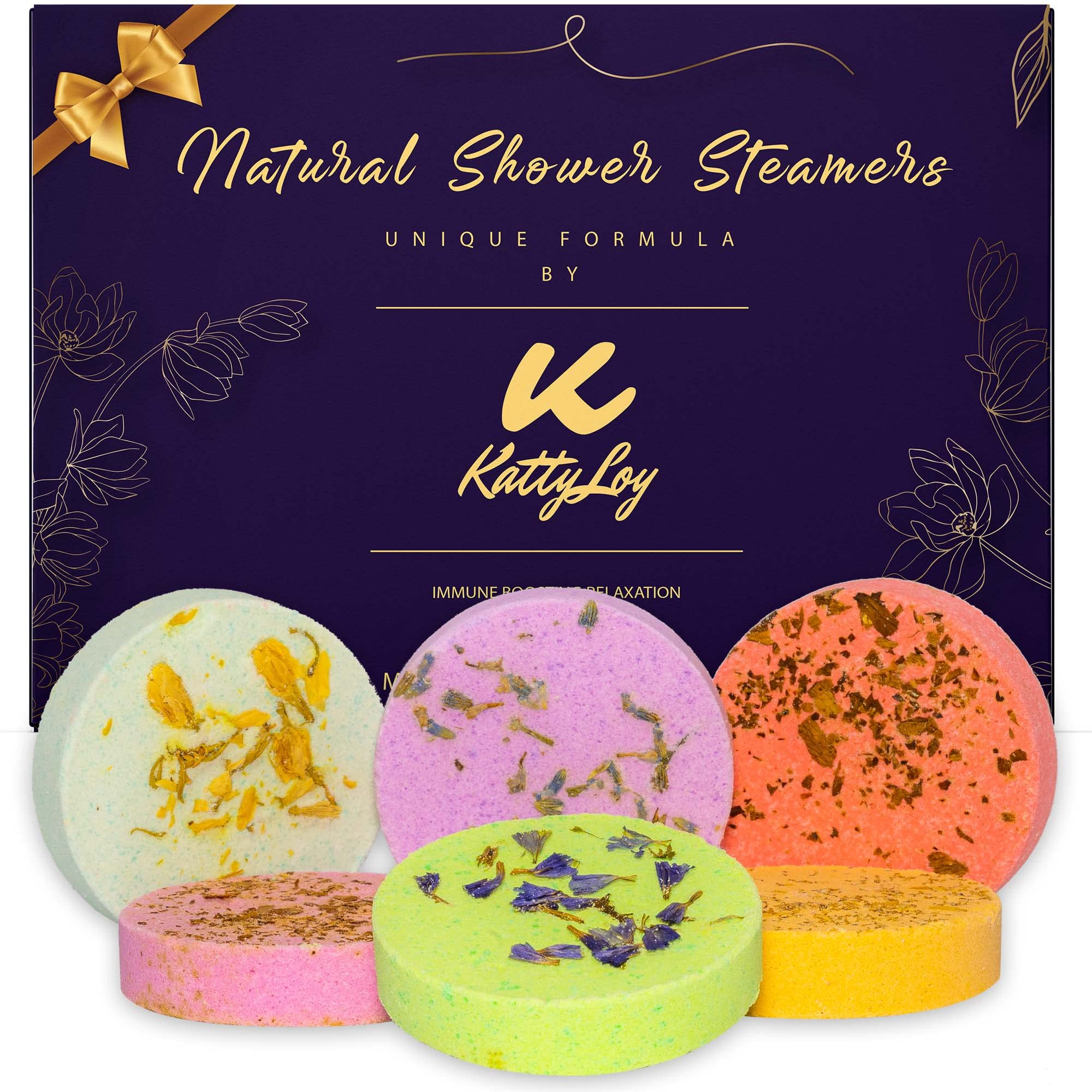 Katty Loy - Natural Shower Steamers Bath Bombs Fizzer Set Luxury Home Spa - Gift for Women Her Girl Girlfriend Mum Nan Wife - Lavender Rose Mint - Novelty Birthday Present Christmas Stocking Filler