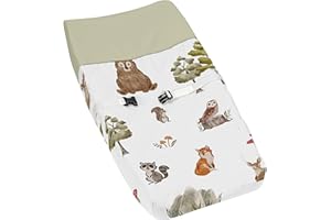 Sweet Jojo Designs Woodland Forest Animals Boy Girl Gender Neutral Unisex Baby Changing Pad Cover Infant Newborn Diaper Table Change Mat Sheet Animal Friends Brown Bear Fox Hedgehog Deer Watercolor