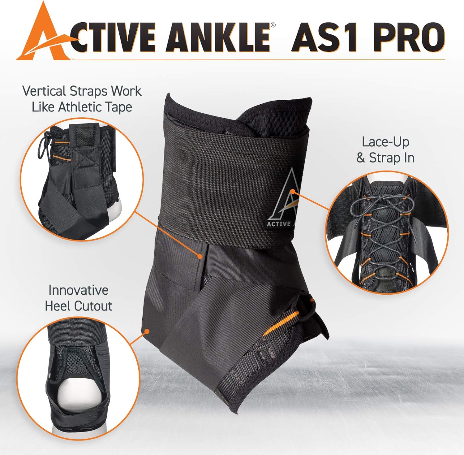 Active Ankle AS1 Pro Lace Up Ankle Brace, Ankle Stabilizer for Protection & Sprain Support for Volleyball, Rugby, Basketball, Braces with Laces to Wear Over Compression Socks or Sleeves, Various Sizes: Sports & Outdoors