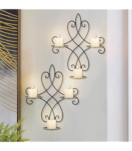Lot De 2 Bougeoirs Muraux En Fer Noir Style L – Élégants Et Minimalistes Pour Salon, Chambre Ou Couloir