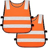 2 Pieces Kids Reflective Vest Child Safety Visibility Vest for Boys Girls Cycling Skiing Runner