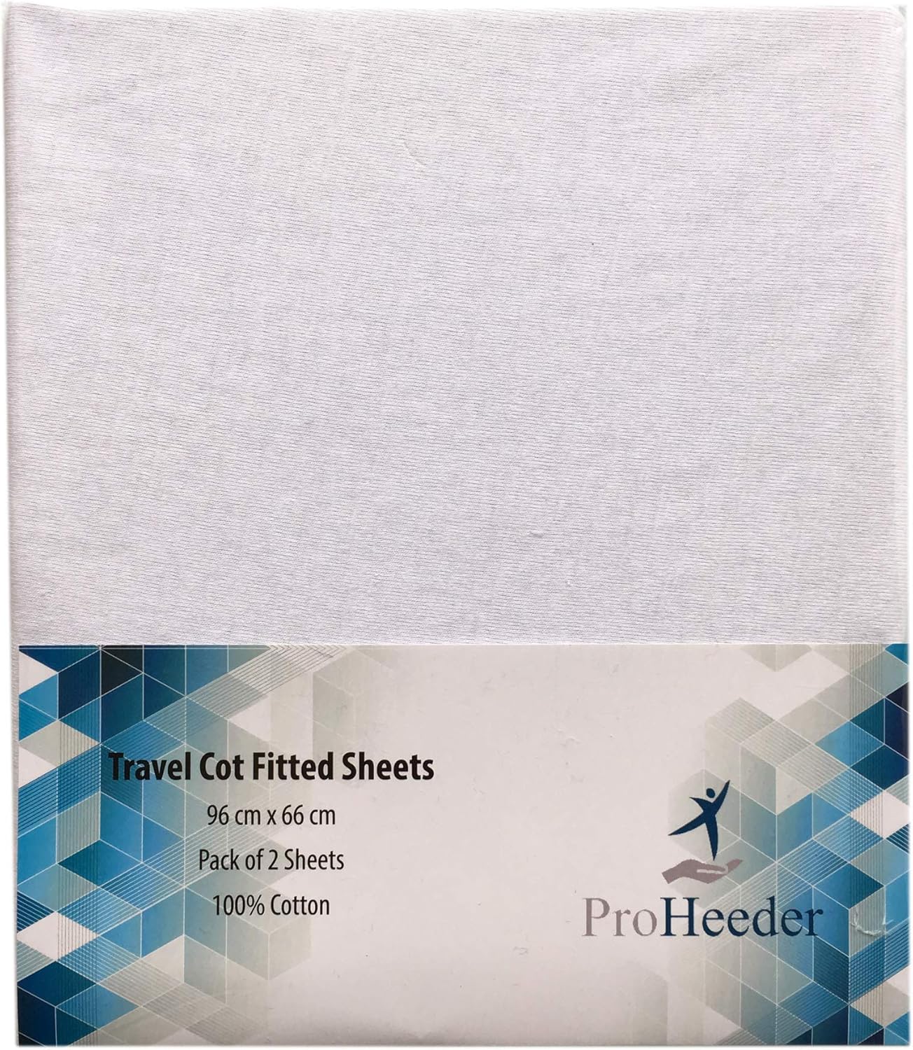 Travel Cot Fitted Sheets Pack of 2-100% Cotton Jersey Bed Covers in White by Proheeder, Travel Cot Sheets 95 x 65 x 7 cm - Image 5