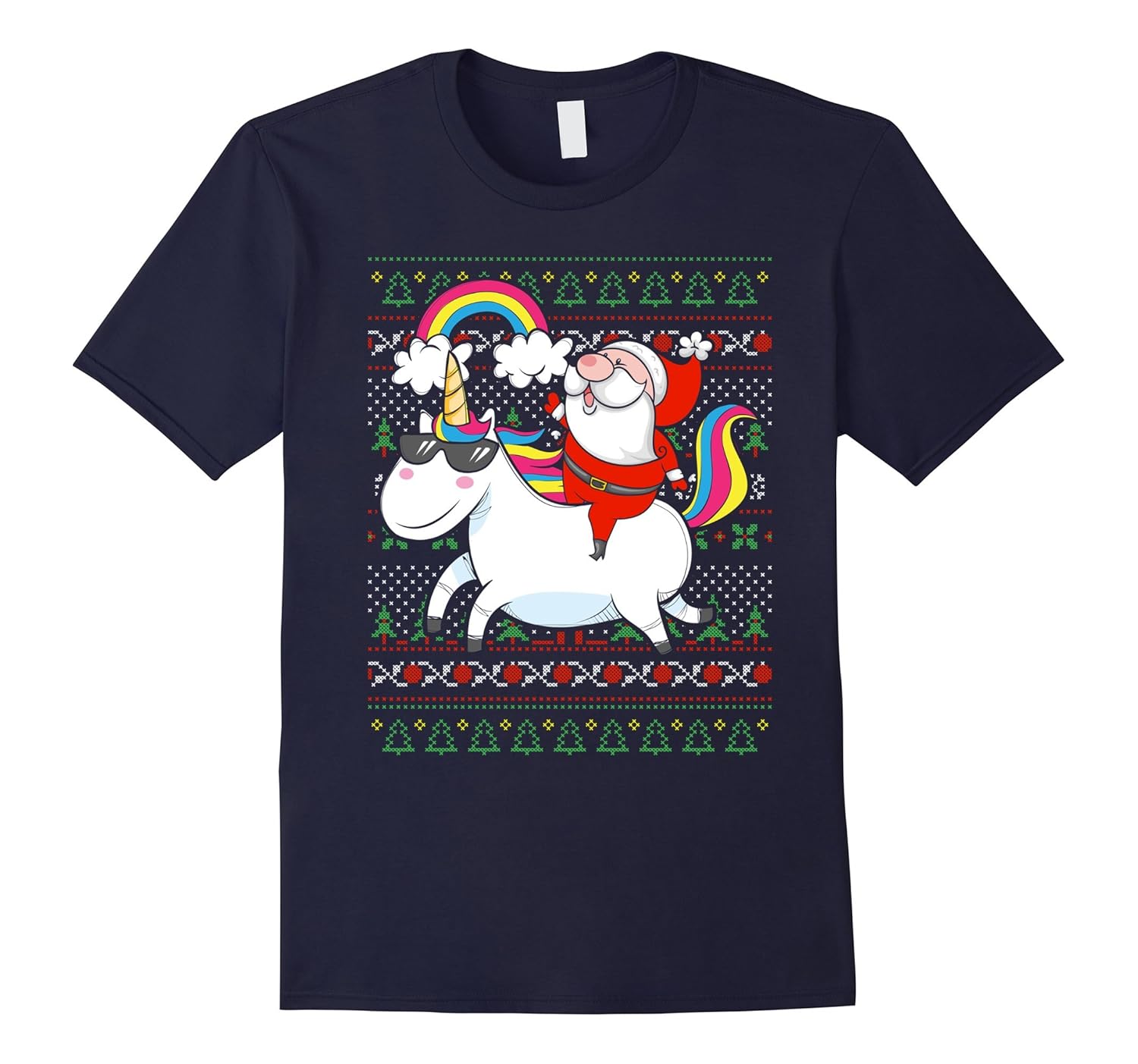 Santa Claus Unicorn Christmas Tshirt Funny Ugly Sweater Xmas-ANZ