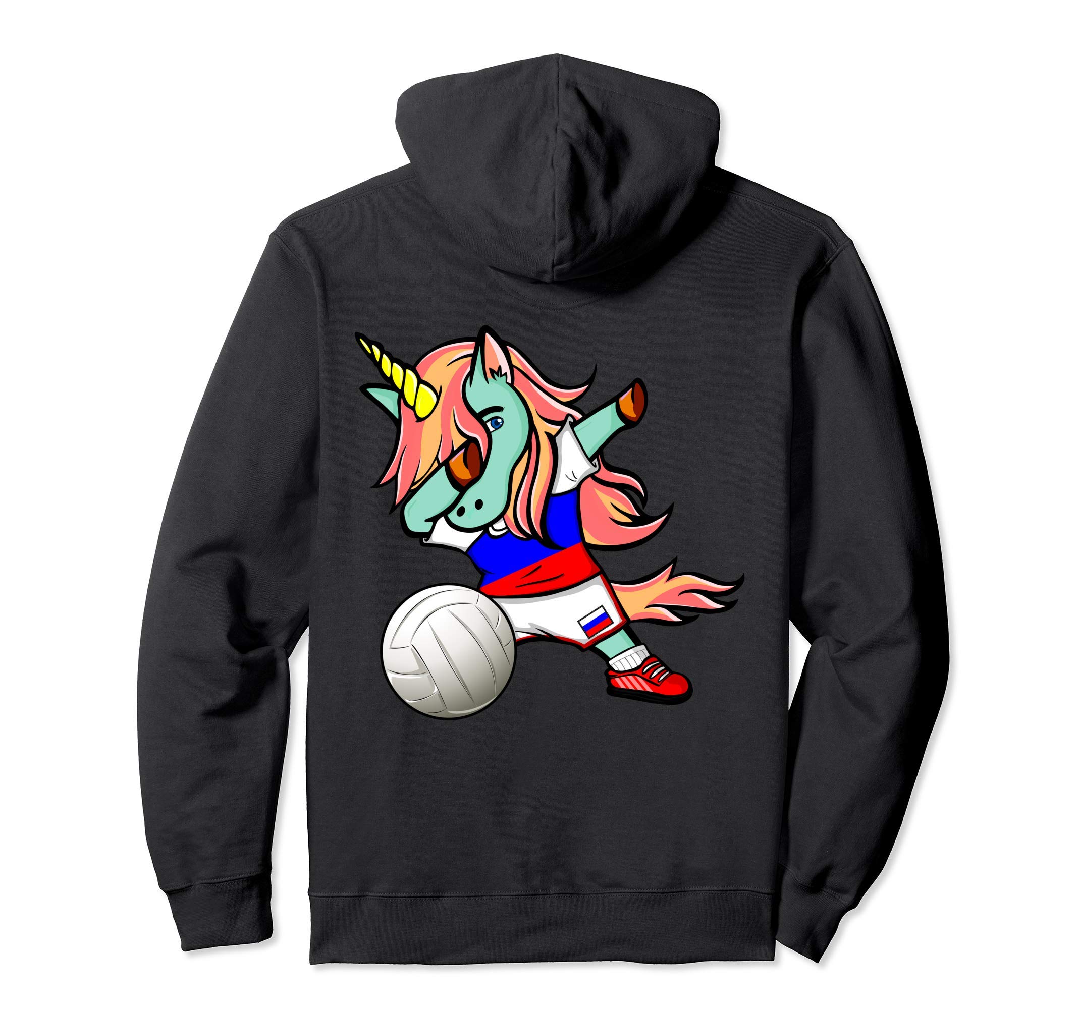 Dabbing Unicorn Russia Volleyball Lovers Jersey Russian Flag Pullover Hoodie