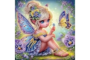 ZHUDENGXJL Fairy Special Shape Diamond Art Kits for Beginners, Butterfly Animali 5D Diamond Painting Kits for Adults,DIY Crystal Rhinestones Diamond Painting for Home Wall Decor 12×12Inch Butterfly fairy