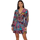 Adrianna Papell Womens Printed Flounce Short Dress