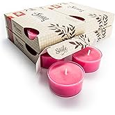 Rose Petals Premium Tealight Candles Bulk Pack - Highly Scented with Essential Oils - 24 Pink Tea Lights - Beautiful Candlelight - Made in the USA - Flower & Floral Collection