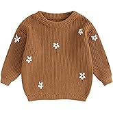 Toddler Baby Girl Knit Sweater Round Neck Long Sleeve Floral Embroidery Warm Pullover Tops Infant Fall Winter Clothes