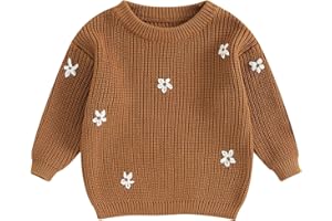 HNYENMCKO Infant Toddler Baby Girl Knit Sweater Long Sleeve Floral Embroidery Pullover Sweatshirt Warm Fall Winter Clothes