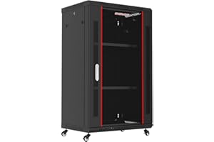 SYSRACKS Server Rack - Wall Mount Networking Cabinet - Locking IT Cabinet - 19 Inch Enclosure Av Audio Video Rack Lockable Cabinet Network Rack with POWERBAR - Shelf - Fan (18U (24" w x18 d x35 h))