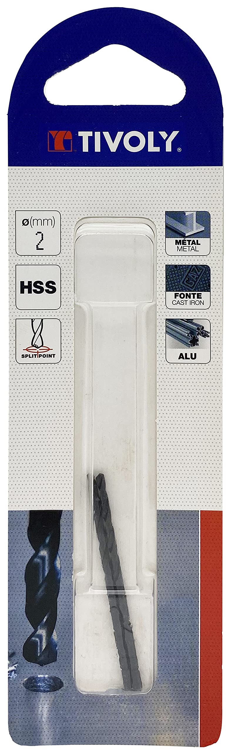 Tivoly 11436720200 2pcs TX HSS Metal Drill Bit Ø 2,0 mm