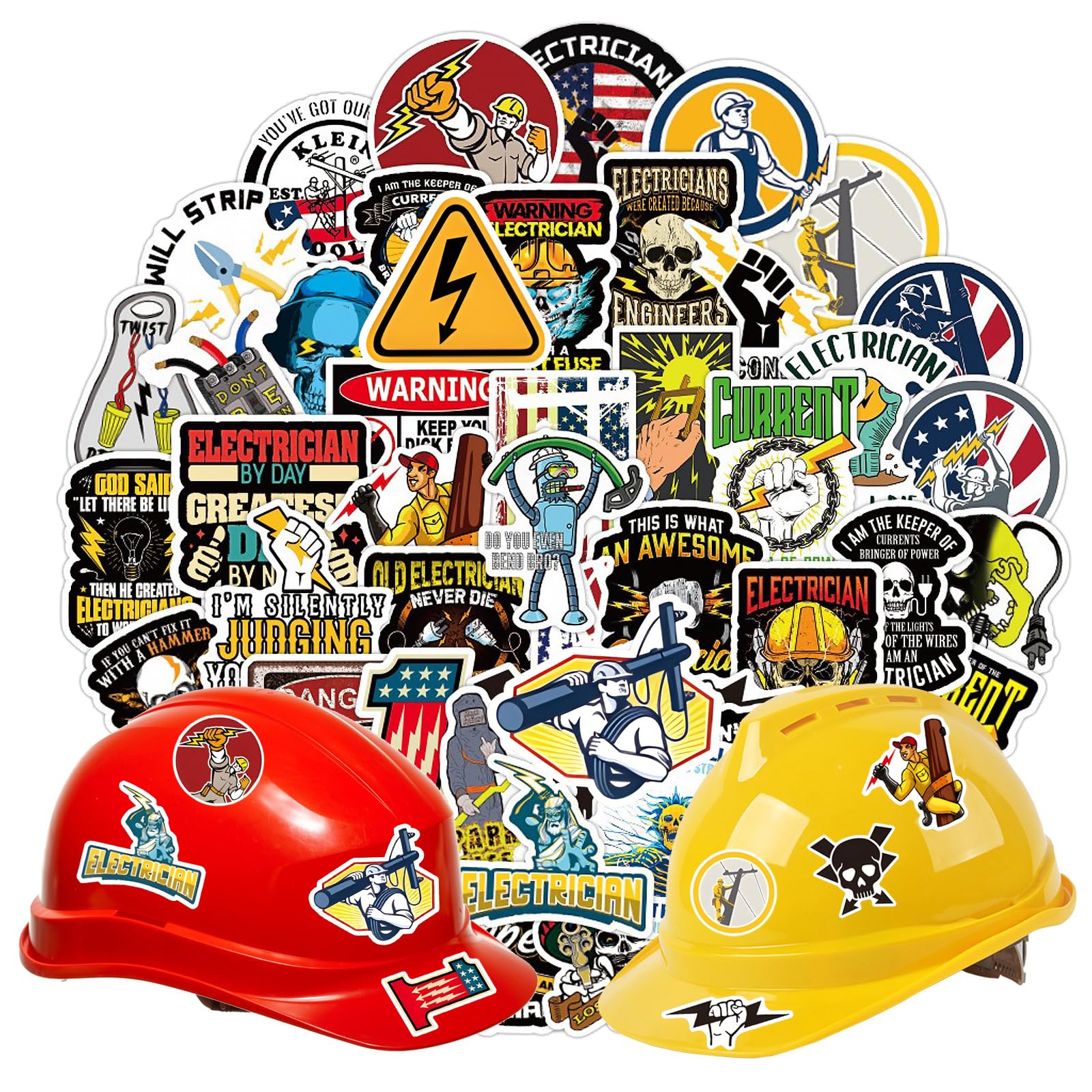 Photo 1 of 156PCS Electrician Hard Hat Men Stickers in Various Styles, Funny Vinyl Helmet Sticker