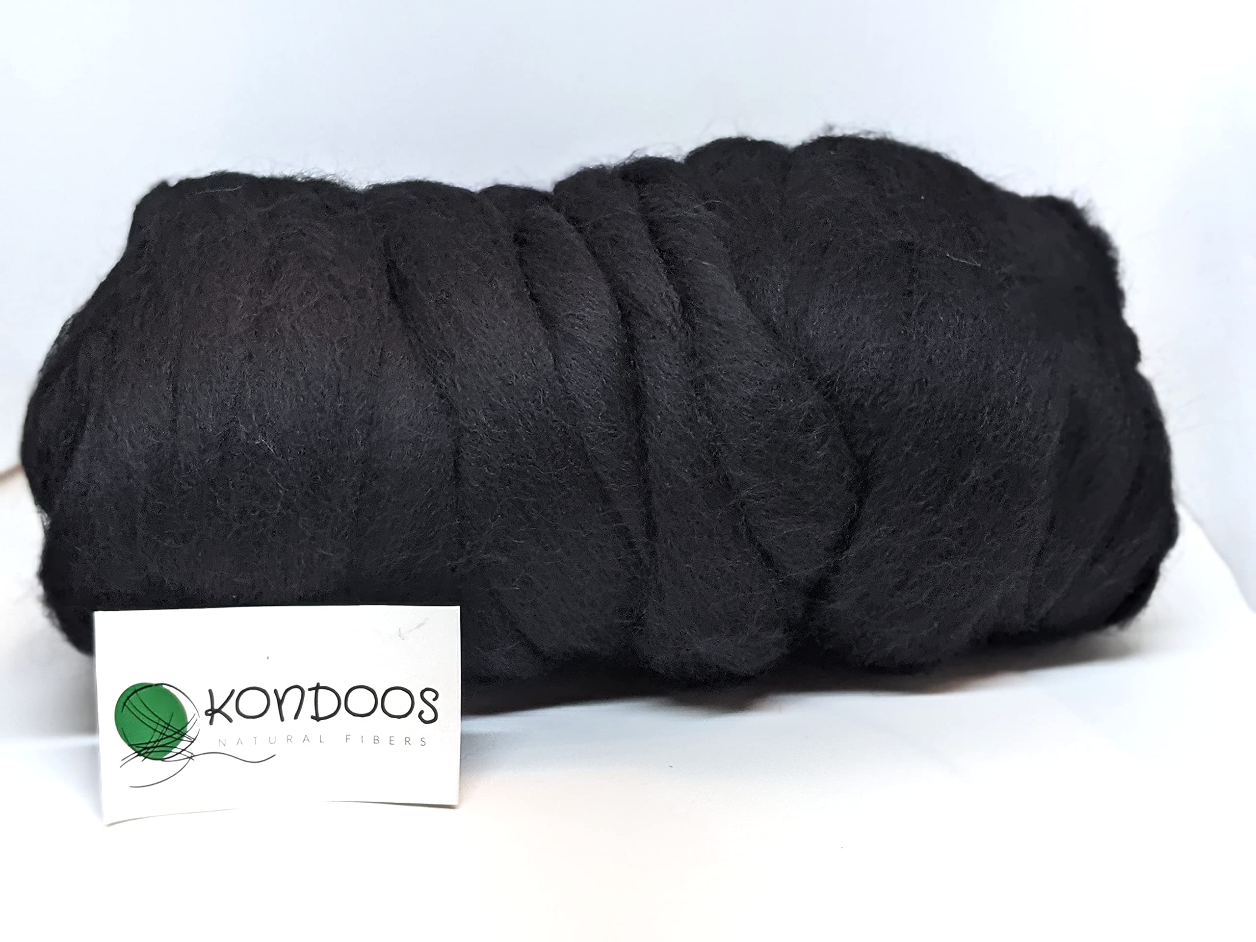 Colored Natural Wool roving, 1 lb. Best Wool for Needle Felting, Wet Felting, handcrafts and Spinning. (Total Black, 1 lb)