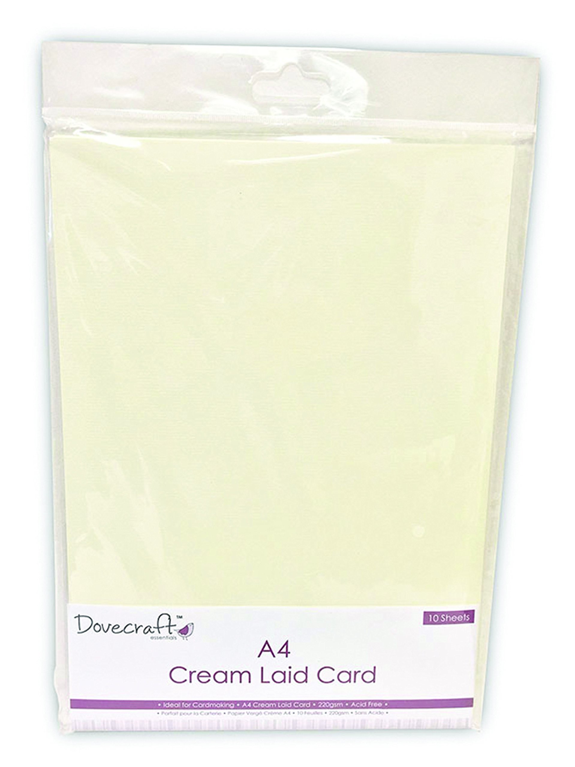 Trimcraft DCBS101 Dovecraft Essentials-Paper & Card-A4 Laid Cards (220gsm, Paper, Cream (10 Pack)