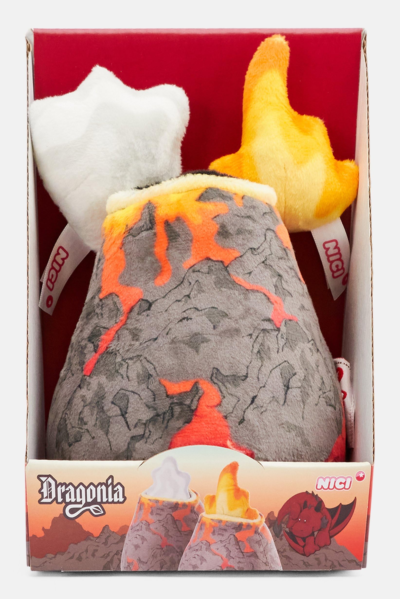 NICI Cuddly toy Plush Vulcano wit cloud or fire Dragonia in gift box
