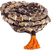 craftslook Tulsi Japa Mala with Gomukhi Bag – Hand-Knotted Natural Holy Basil Prayer Beads Rosary for Chanting & Meditation – Hindu Buddhist Energized Karma Necklace – Large Rough Beads Puja and Yoga