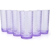 KX-WARE 22-ounce Honeycomb Highball Glasses Plastic Tumbler Acrylic Glasses, set of 6 Purple