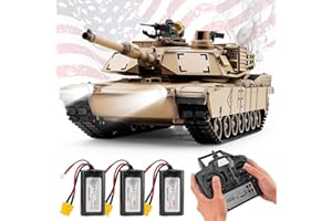 BESTYMXY RC Tanks US M1A2 Abrams Army Tank 1:16, 2.4ghz M1A2 Abrams Main Battle Tank Model That Shots, Remote Control Tank Vehicles with 3 Batteries, Sound & Light for Ages 14+
