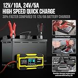 NEXPEAK 10-Amp 12V 24V Smart Battery Charger with Temperature Compensation view 2